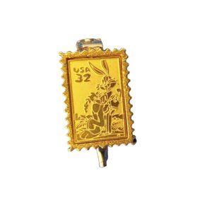 Bugs Bunny Looney Tunes Vintage Postage Stamp Pin Warner Bros 1997 Gold Tone